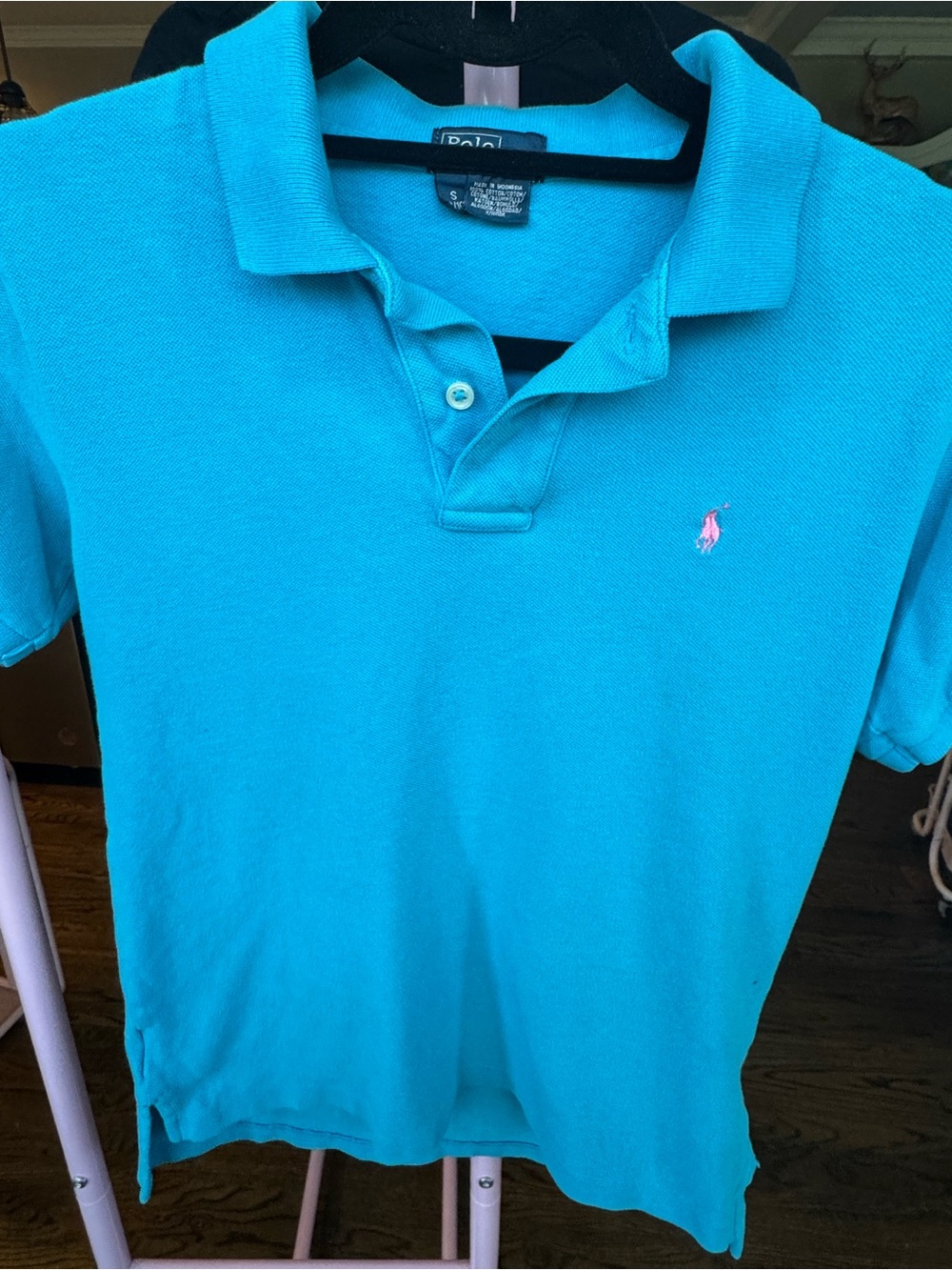 Polo by Ralph Lauren Boys' Turquoise Polo Shirt with Pink Pony